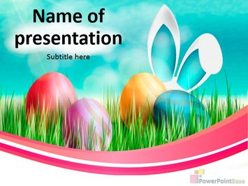 Пасхальные цветные яйца и белый кролик - Титульный слайд