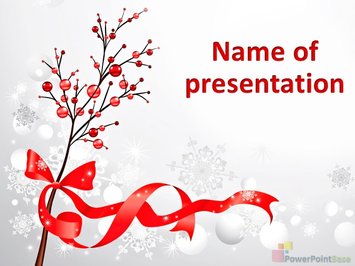 Зима, снежинки, красивое дерево с красным бантом - Титульный слайд