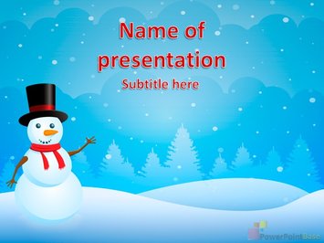 Снеговик в шляпе, зима, снежная баба,снегопад и сугробы - Титульный слайд