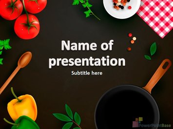 Кухня, овощи и посула на черном фоне - Титульный слайд