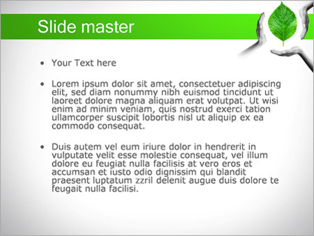 Руки и зеленый лист - слайд 2