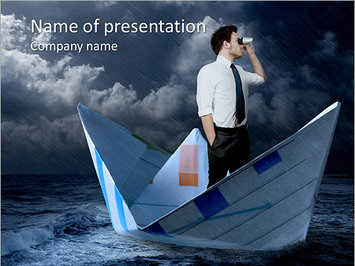 Человек в море смотреть в бинокль, поиск новых возможностей и решений - Титульный слайд