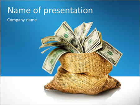 Шаблон презентации PowerPoint Мешок с долларами, деньги, купюры