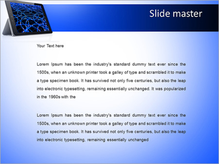 Планшетный компьютер на голубом фоне - слайд 2
