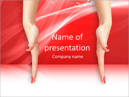 Шаблон презентации PowerPoint Женские руки на красном фоне, маникюр