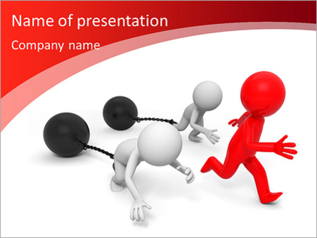 Шаблон презентации PowerPoint Конкуренция, соревнования, преимуществу,  человечек обгоняет людей в кандалах