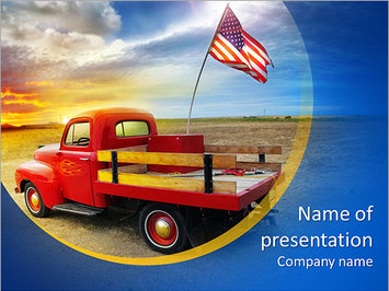 Старинный пикап с американским флагом, раритетные машины, красный автомобиль - Титульный слайд