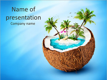 Остров с пальмами в кокосе, путешествие, экзотика - Титульный слайд