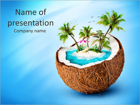 Остров с пальмами в кокосе, путешествие, экзотика - Титульный слайд