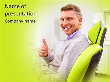 Довольный пациент на приеме стоматолога, улыбка, стоматологический кабинет - Титульный слайд