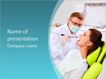 Стоматолог с бор машиной и пациент, стоматология - Титульный слайд