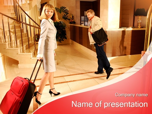 Девушка с чемоданом в отеле - Титульный слайд